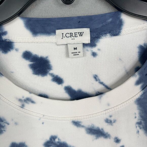 J Crew Sweatshirt Womens Medium Blue White Tie Dye Crew Casual Lounge Coastal - Picture 5 of 14